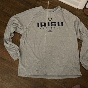 adidas Gray Irish Football Long-Sleeve Performance Tee